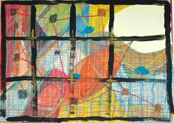 Peinture intitulée "Grillage" par Elitrompe, Œuvre d'art originale, Huile