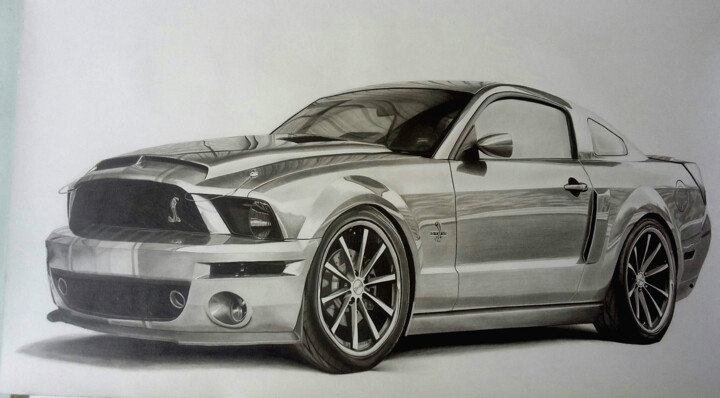 Рисунок под названием "Mustang GT" - Eliuson Silva, Подлинное произведение искусства, Карандаш
