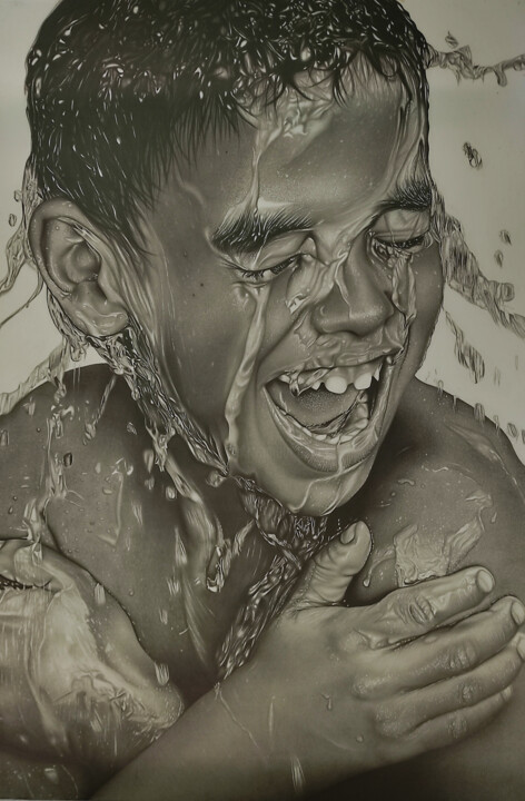 Tekening getiteld "Pureza da criança" door Eliuson Silva, Origineel Kunstwerk, Potlood