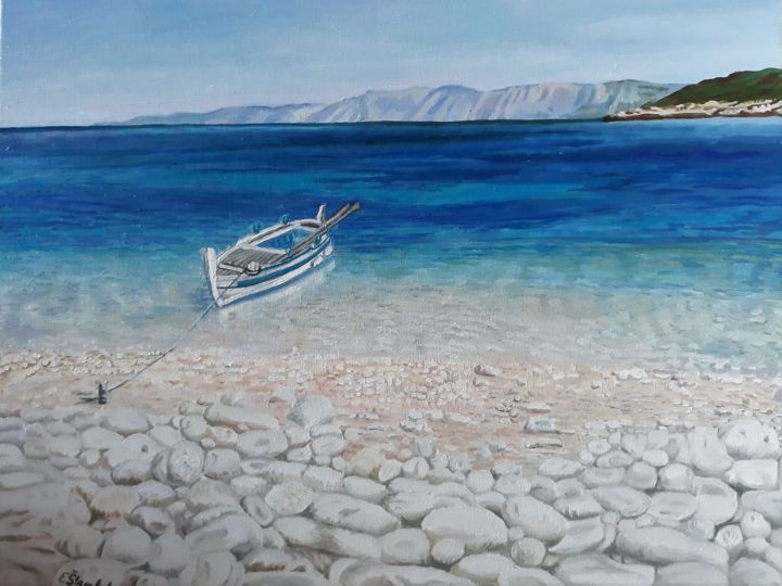 Painting titled "Boat 2" by Elizabeta Štambuk, Original Artwork