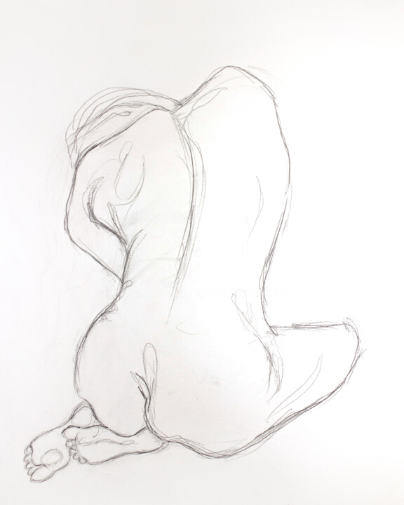 "Figure Sketch No. 12" başlıklı Tablo Elizabeth Becker tarafından, Orijinal sanat, Grafit