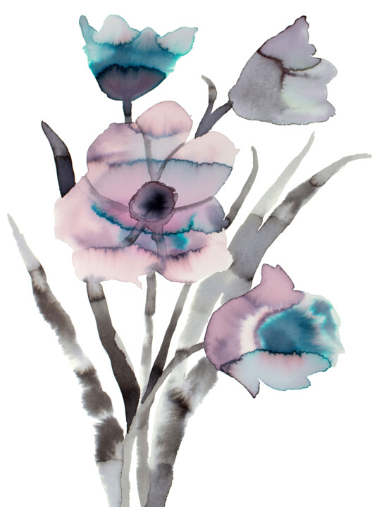 Malerei mit dem Titel "Floral No. 36" von Elizabeth Becker, Original-Kunstwerk, Aquarell