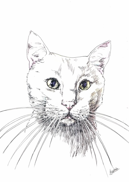 "Белый кот 2" başlıklı Tablo Elizabeth Shamina tarafından, Orijinal sanat, Suluboya