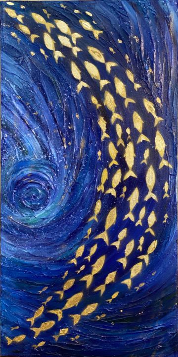 Картина под названием "Абстракция синие зо…" - Елизавета Вершинина, Подлинное произведение искусства, Акрил Установлен на Де…