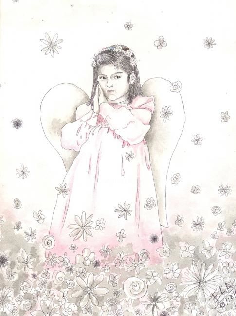 Dessin intitulée "¿Angel?" par Elizabeth López Avilés, Œuvre d'art originale