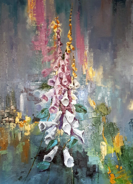 Malerei mit dem Titel "Foxgloves" von Elizabeth Williams, Original-Kunstwerk, Öl