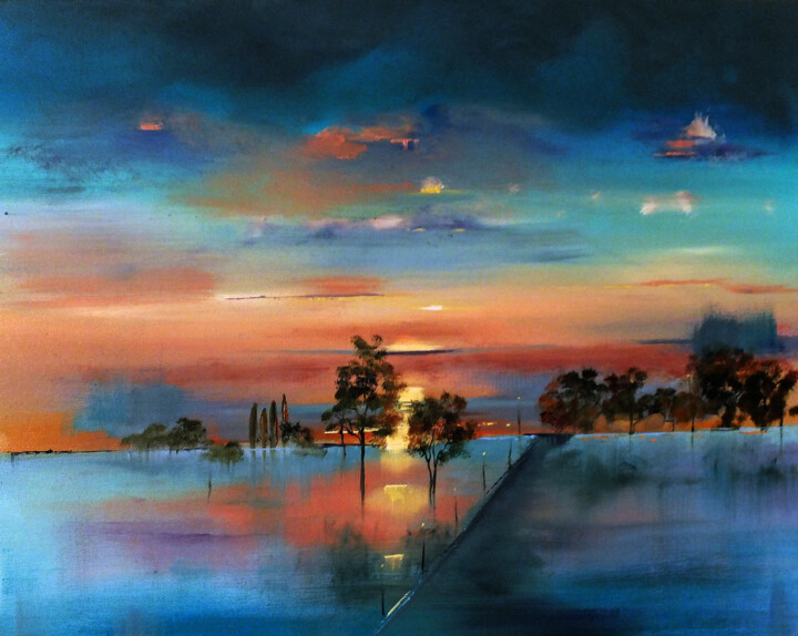 Картина под названием "After the Rain" - Elizabeth Williams, Подлинное произведение искусства, Масло