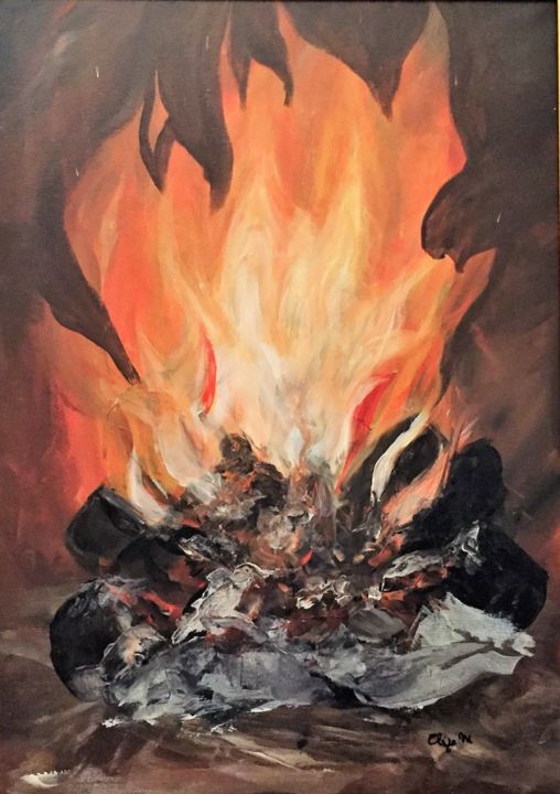 Painting titled "Fire.jpg" by Eliza Matica, Original Artwork, Acrylic