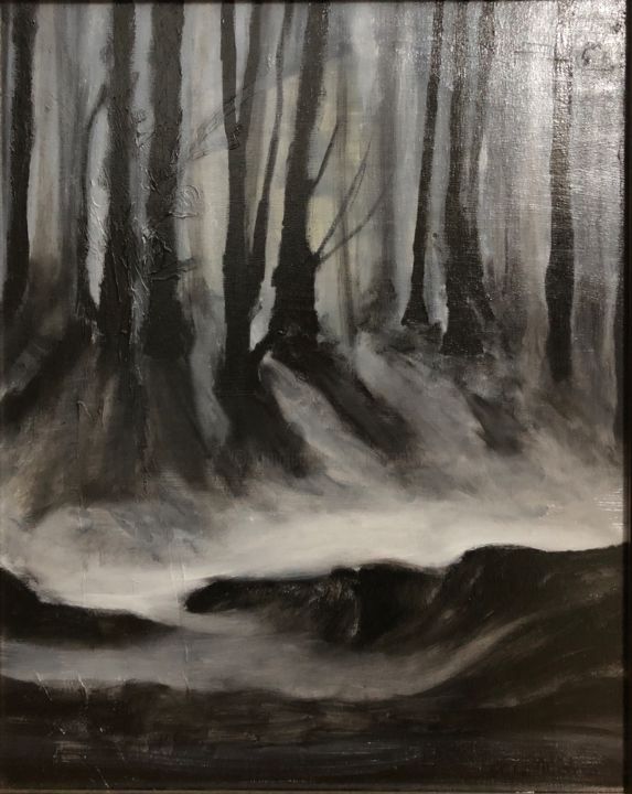 Peinture intitulée "Darkenss ( Fog)" par Eliza Matica, Œuvre d'art originale, Huile