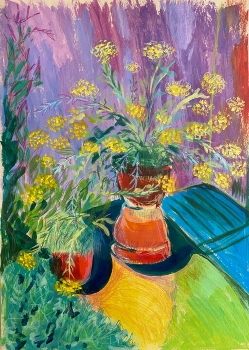 Painting titled "Tancy Flowers" by Elizaveta Larina, Original Artwork, Acrylic