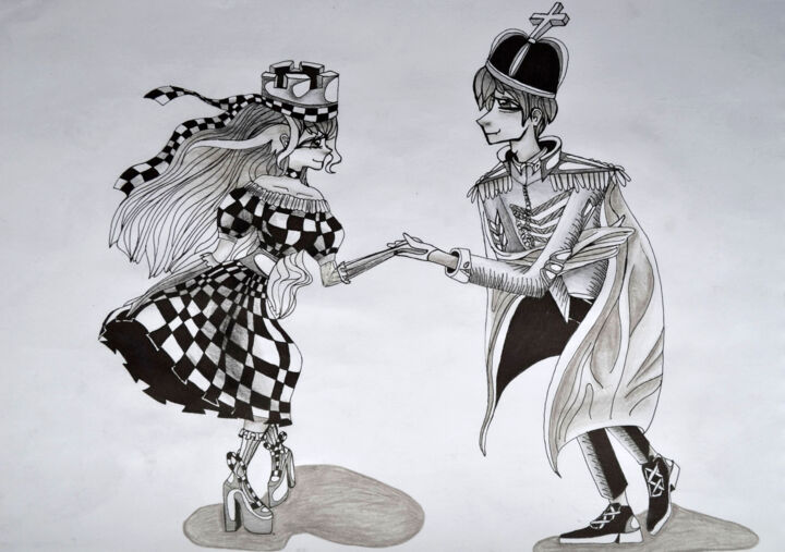 Chess Queen And King, Drawing by Elizaveta Petrova Artmajeur