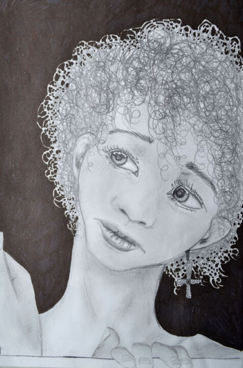 Drawing titled "sad look" by Elizaveta Petrova, Original Artwork, Marker