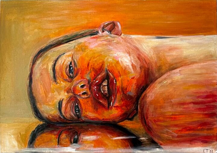 Картина под названием "Exhausted" - Elizaveta Timofeeva, Подлинное произведение искусства, Масло