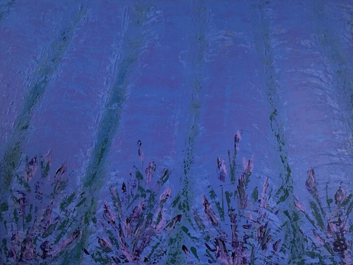 Malarstwo zatytułowany „Lavender Field” autorstwa Elke Bügler, Oryginalna praca, Akryl