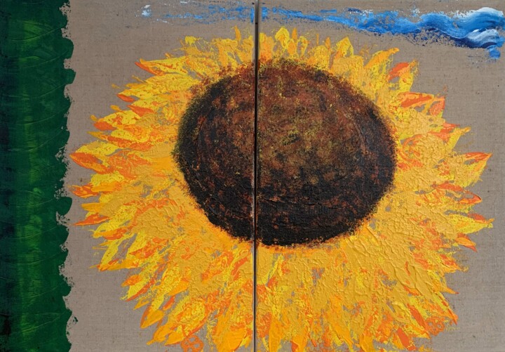 Painting titled "Sunflower" by Elke Bügler, Original Artwork, Acrylic