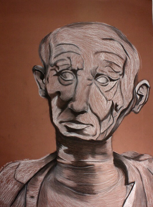 Dessin intitulée "Old Man" par Elke Matthaeus, Œuvre d'art originale, Craie