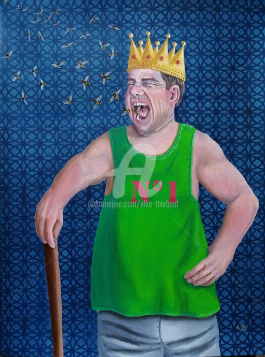 Pittura intitolato "The King" da Elke Thiébaut, Opera d'arte originale, Olio