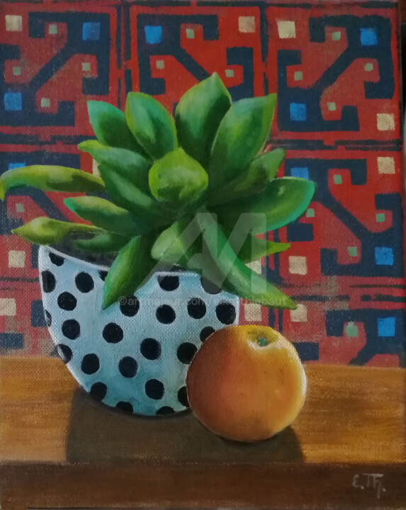 Peinture intitulée "Still Life with App…" par Elke Thiébaut, Œuvre d'art originale, Acrylique
