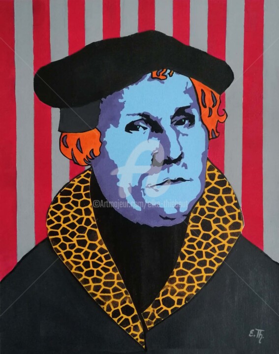 Schilderij getiteld "Martin (Luther, 148…" door Elke Thiébaut, Origineel Kunstwerk, Acryl
