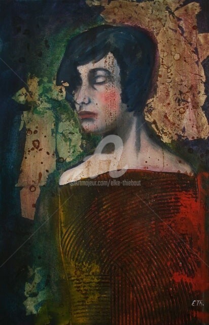 Malerei mit dem Titel "Le Spectre II" von Elke Thiébaut, Original-Kunstwerk, Öl