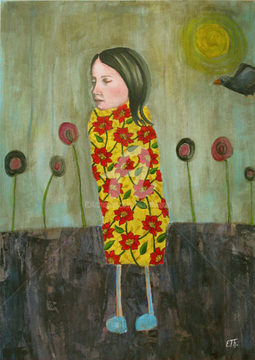 Peinture intitulée "Elle est venue comm…" par Elke Thiébaut, Œuvre d'art originale, Huile