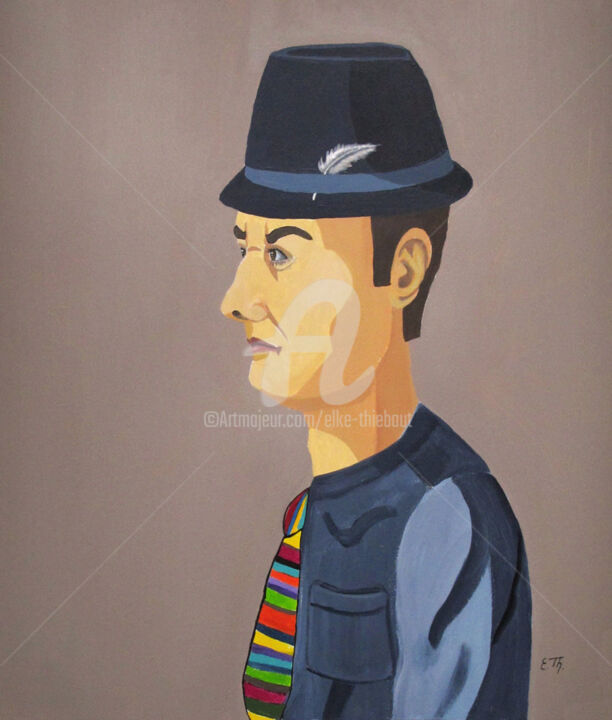 Painting titled "Le Chasseur (The Hu…" by Elke Thiébaut, Original Artwork, Acrylic