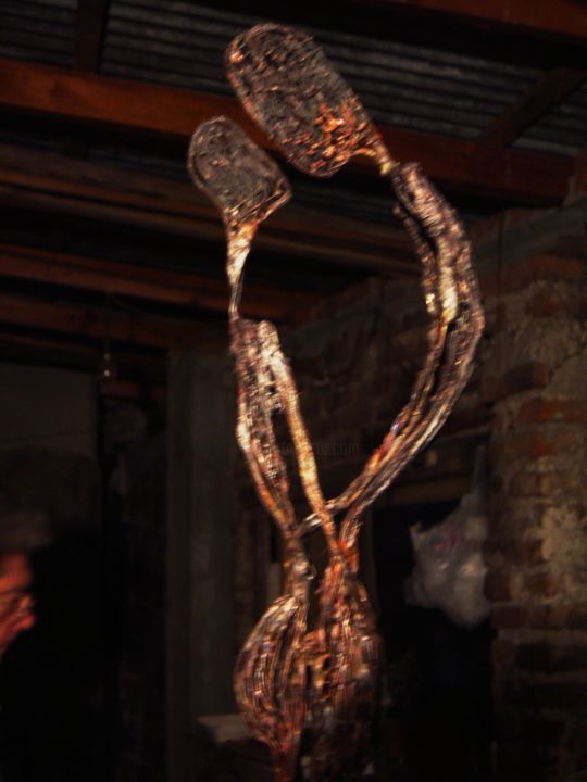 Sculpture titled ""Juntos a la Par"…" by El Kia, Original Artwork, Metals