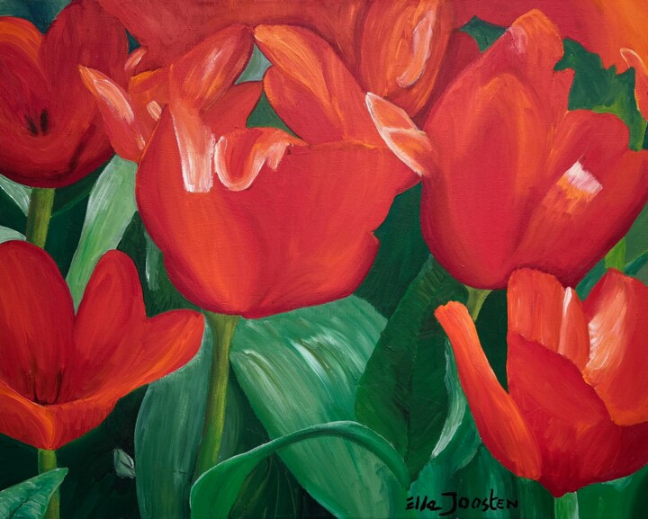 Painting titled "Flowering Time One" by Ella Joosten, Original Artwork, Acrylic