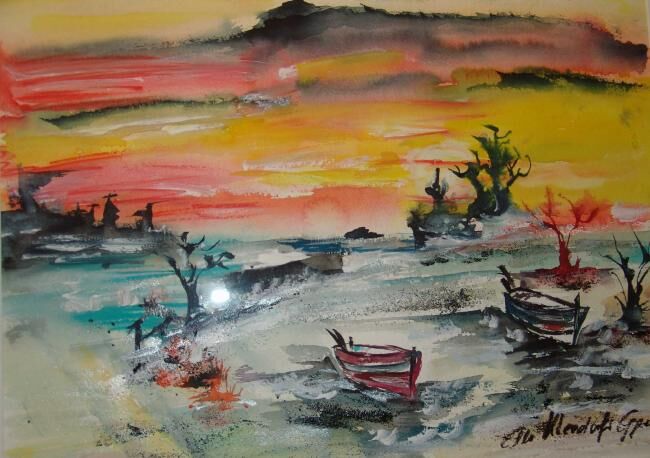 Malerei mit dem Titel "Die Bucht" von Ella Kleedorfer-Egger, Original-Kunstwerk