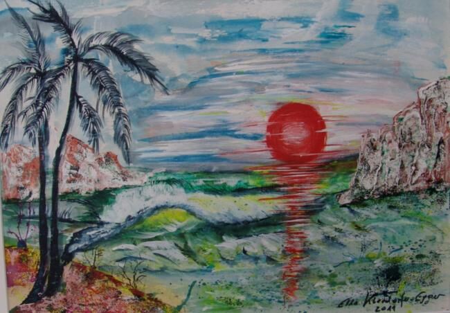 Malerei mit dem Titel "an der Küste" von Ella Kleedorfer-Egger, Original-Kunstwerk