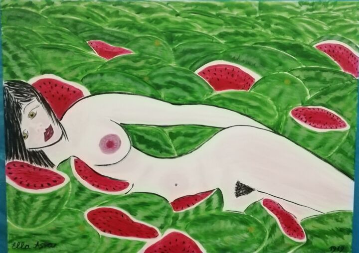 "Woman in watermelons" başlıklı Tablo Ella Manhattan tarafından, Orijinal sanat, Akrilik