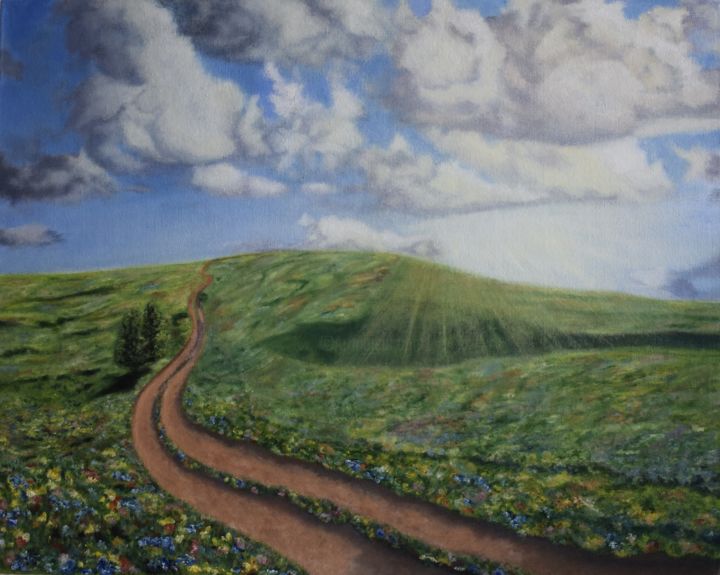 Pintura intitulada "Road" por Ella Nesterik, Obras de arte originais, Óleo
