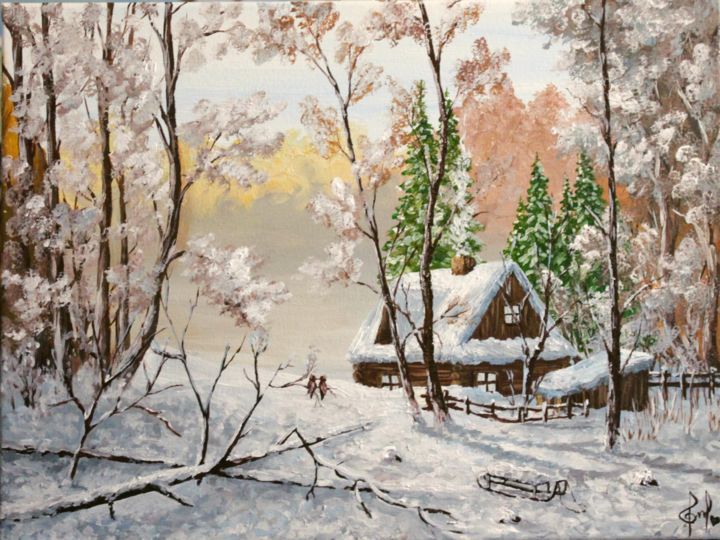 Painting titled "На лесной поляне ес…" by Элла Шевченко, Original Art, Acrylic
