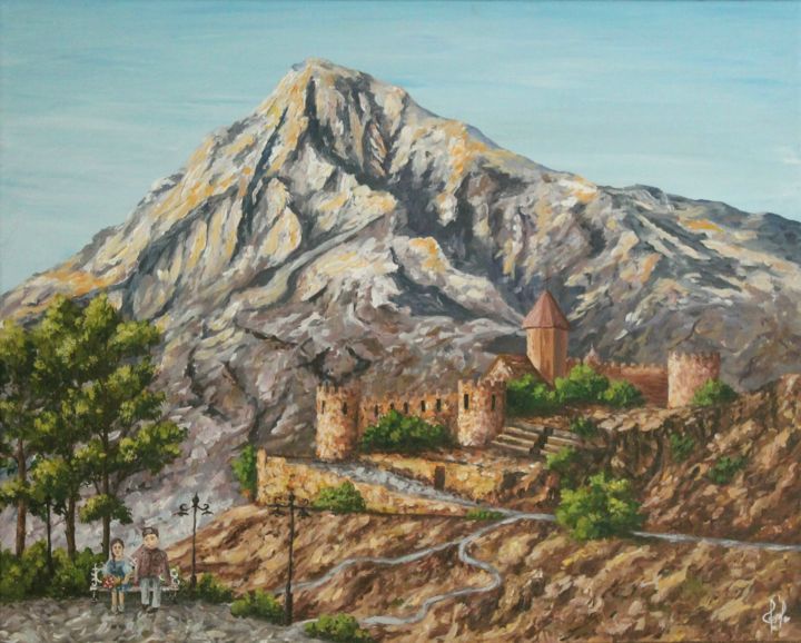 Painting titled "Гора Арарат" by Элла Шевченко, Original Art, Acrylic