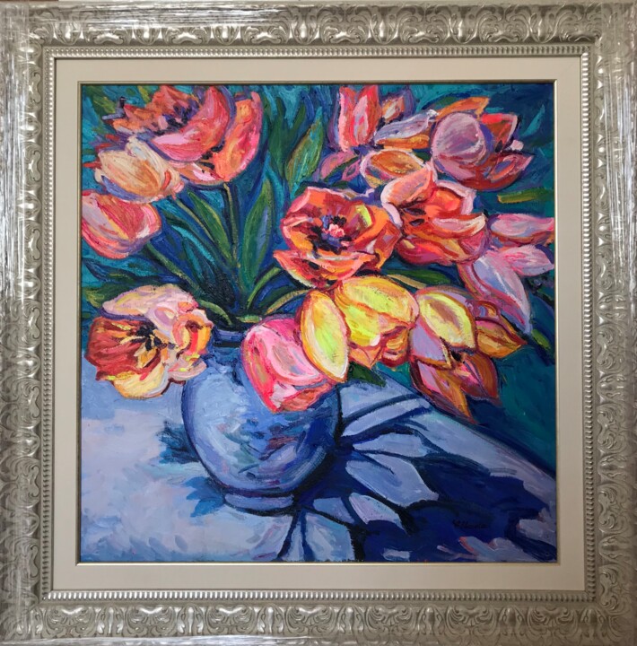 Painting titled "Vivid bouquet" by Ellada Ismayil, Original Artwork, Oil Mounted on artwork_cat.