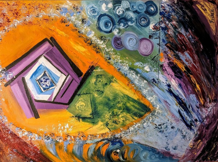 Malerei mit dem Titel "Ein blaues Portal i…" von Ellen Frischbutter, Original-Kunstwerk, Öl
