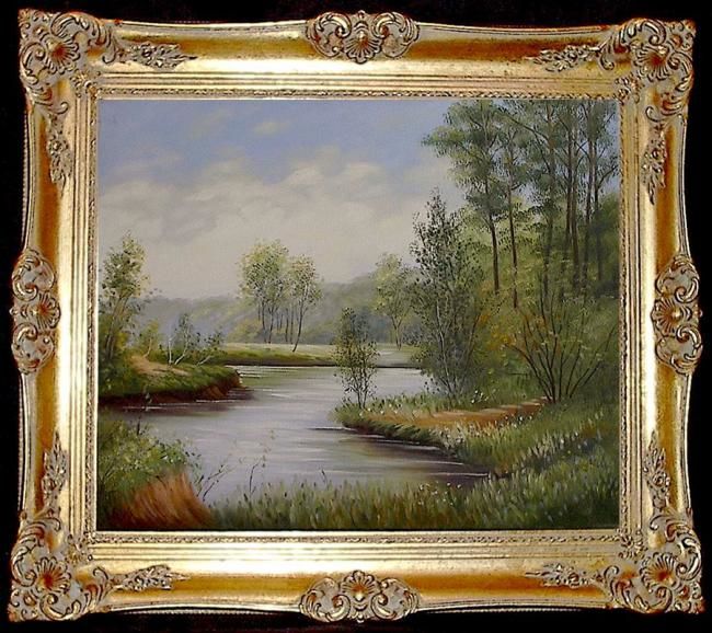 Malerei mit dem Titel "Am See" von Ellen Gläsmann, Original-Kunstwerk, Öl