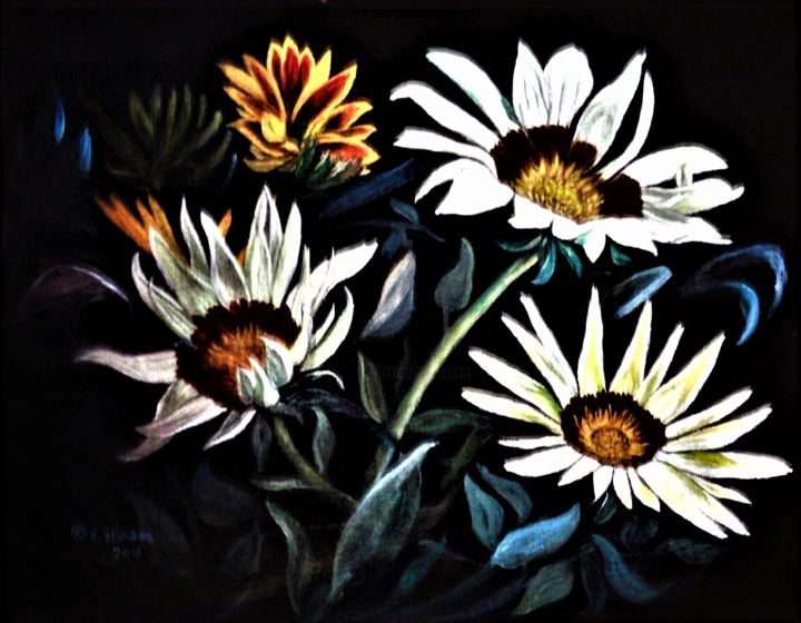 Malerei mit dem Titel "Flower Beauty 2" von Ellen Hinson, Original-Kunstwerk, Acryl