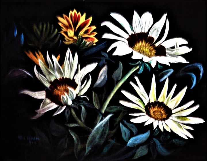 Painting titled "Flower Beauty 2" by Ellen Hinson, Original Art, Acrylic