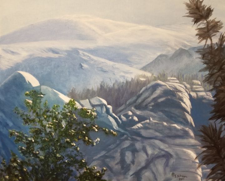 Malerei mit dem Titel "Pikes Peak View" von Ellen Hinson, Original-Kunstwerk, Öl