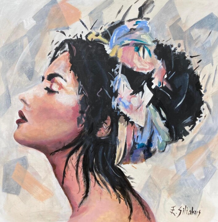 Pittura intitolato "Strong woman" da Ellen Siliakus - Instagram Ellensiliakus, Opera d'arte originale, Acrilico
