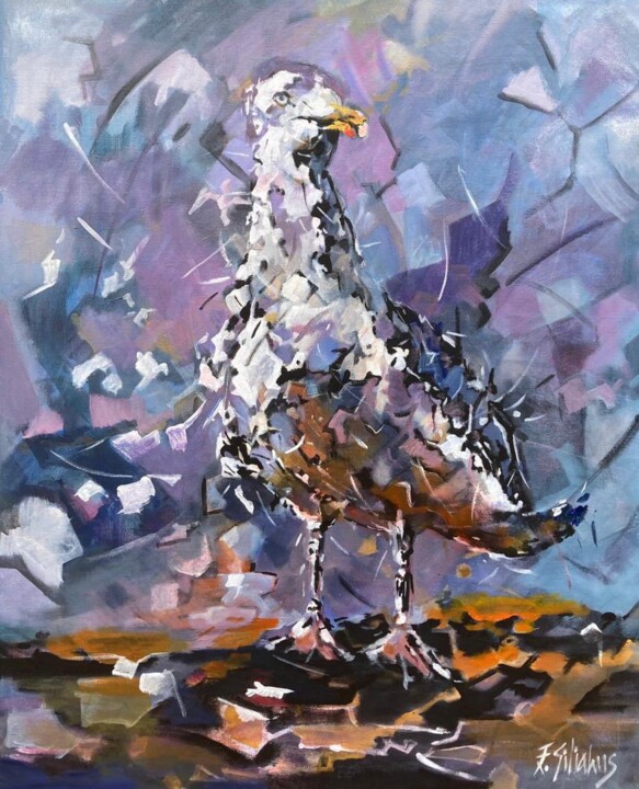 Pittura intitolato "Seagull" da Ellen Siliakus - Instagram Ellensiliakus, Opera d'arte originale, Acrilico Montato su Telaio…