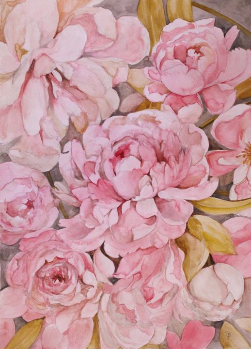Painting titled ""Нежность"" by Elena Strelets, Original Art, Watercolor