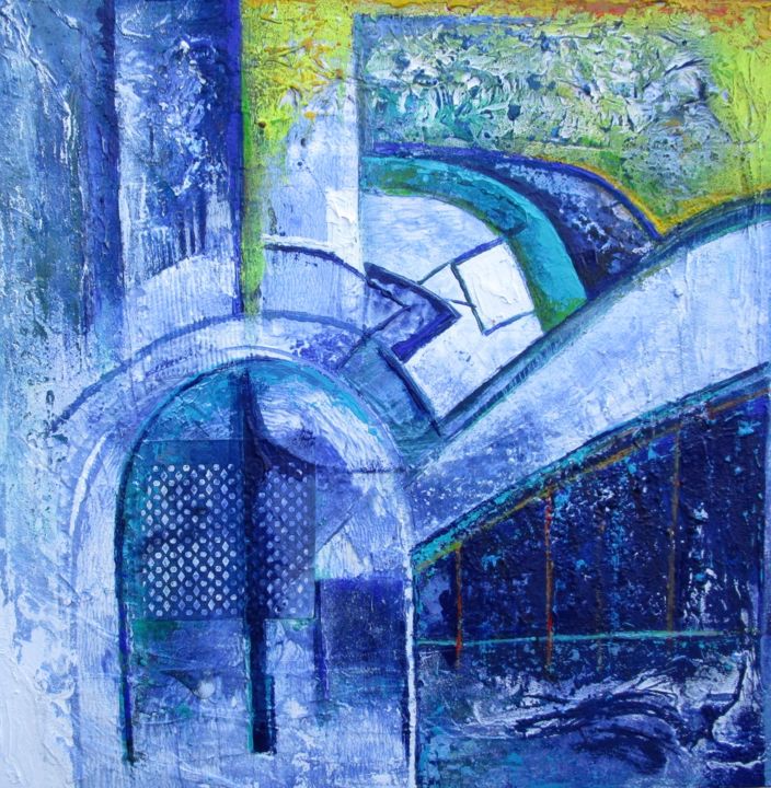 Painting titled "the gate" by Ellen Van Randeraat, Original Artwork, Acrylic