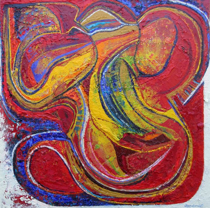 Painting titled "heat of summer" by Ellen Van Randeraat, Original Artwork, Acrylic