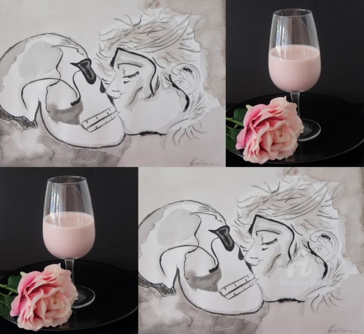 Peinture intitulée "Dead love & Lassi à…" par Emmanuelle Guillard, Œuvre d'art originale