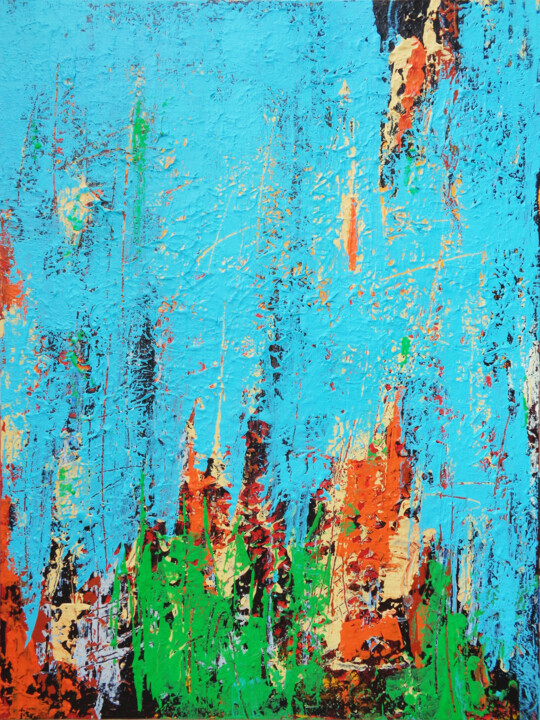 Картина под названием "Blue Lagoon" - Elli Popa, Подлинное произведение искусства, Акрил Установлен на картон