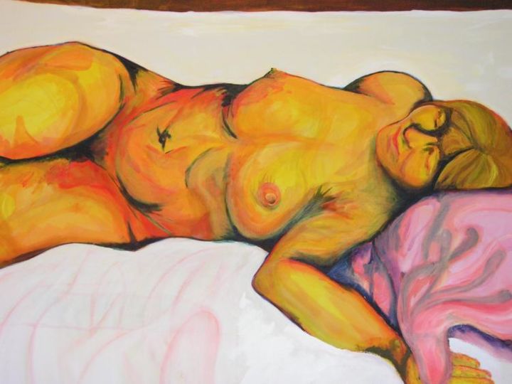 Картина под названием "Sleeping Nude" - Elliotts Web (Uk) Art Gallery, Подлинное произведение искусства