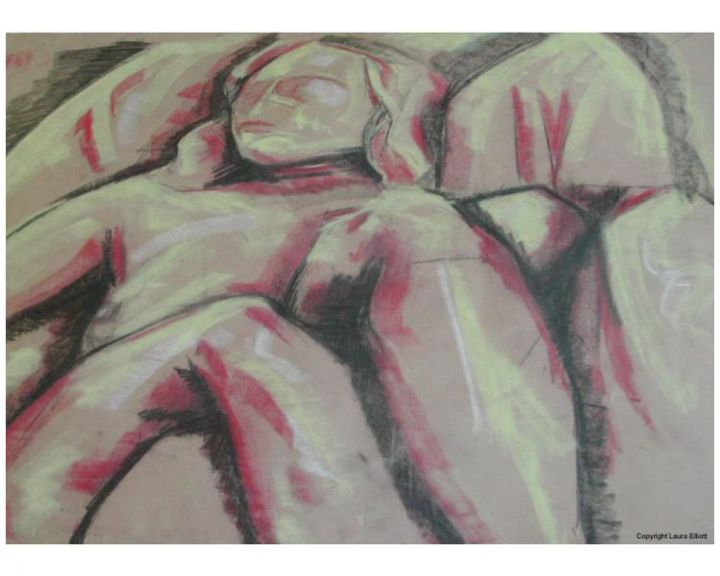 Рисунок под названием "Reclining Nude" - Elliotts Web (Uk) Art Gallery, Подлинное произведение искусства
