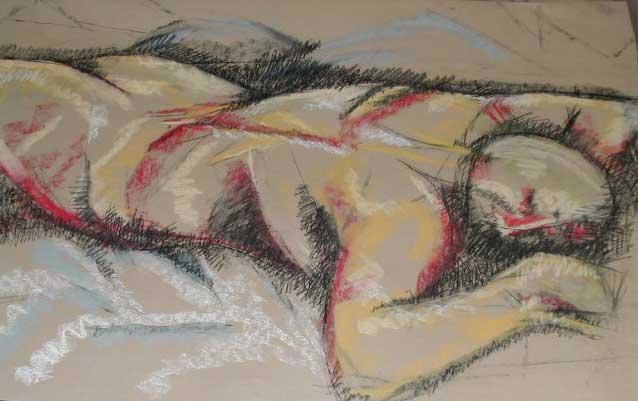 Disegno intitolato "Sleeping Nude - Num…" da Elliotts Web (Uk) Art Gallery, Opera d'arte originale